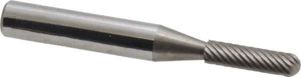 Atrax - 5/32" Cut Diam, 1/4" Shank Diam, Cylinder with Radius Head Single Cut Burr - Carbide, Radius End, 5/8" LOC, 2" OAL - USA Tool & Supply