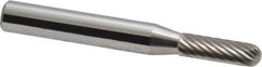 Atrax - 3/16" Cut Diam, 1/4" Shank Diam, Cylinder with Radius Head Single Cut Burr - Carbide, Radius End, 5/8" LOC, 2" OAL - USA Tool & Supply