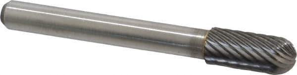 Atrax - 5/16" Cut Diam, 1/4" Shank Diam, Cylinder with Radius Head Single Cut Burr - Carbide, Radius End, 3/4" LOC, 2-1/2" OAL - USA Tool & Supply