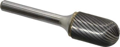 Atrax - 5/8" Cut Diam, 1/4" Shank Diam, Cylinder with Radius Head Single Cut Burr - Carbide, Radius End, 1" LOC, 2-3/4" OAL - USA Tool & Supply