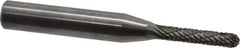 Atrax - 1/8" Cut Diam, 1/4" Shank Diam, Cylinder with Radius Head Double Cut Burr - Carbide, Radius End, 1/2" LOC, 2" OAL - USA Tool & Supply