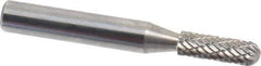 Atrax - 3/16" Cut Diam, 1/4" Shank Diam, Cylinder with Radius Head Double Cut Burr - Carbide, Radius End, 1/2" LOC, 2" OAL - USA Tool & Supply
