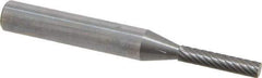 Atrax - 1/8" Cut Diam, 1/4" Shank Diam, Cylinder Head Single Cut Burr - Carbide, Flat End, 1/2" LOC, 2" OAL - USA Tool & Supply