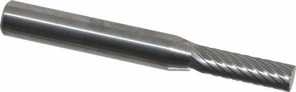 Atrax - 3/16" Cut Diam, 1/4" Shank Diam, Cylinder Head Single Cut Burr - Carbide, Flat End, 5/8" LOC, 2" OAL - USA Tool & Supply