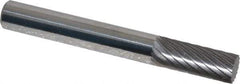 Atrax - 1/4" Cut Diam, 1/4" Shank Diam, Cylinder Head Single Cut Burr - Carbide, Flat End, 5/8" LOC, 2" OAL - USA Tool & Supply