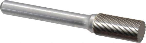 Atrax - 3/8" Cut Diam, 1/4" Shank Diam, Cylinder Head Single Cut Burr - Carbide, Flat End, 3/4" LOC, 2-1/2" OAL - USA Tool & Supply