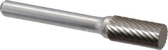 Atrax - 3/8" Cut Diam, 1/4" Shank Diam, Cylinder Head Single Cut Burr - Carbide, Flat End, 3/4" LOC, 2-1/2" OAL - USA Tool & Supply