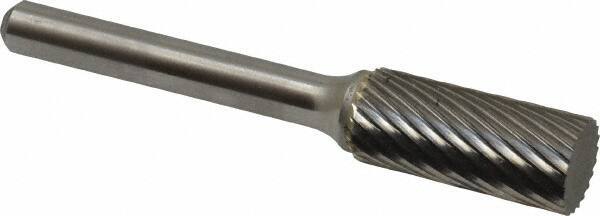 Atrax - 7/16" Cut Diam, 1/4" Shank Diam, Cylinder Head Single Cut Burr - Carbide, Flat End, 1" LOC, 2-3/4" OAL - USA Tool & Supply