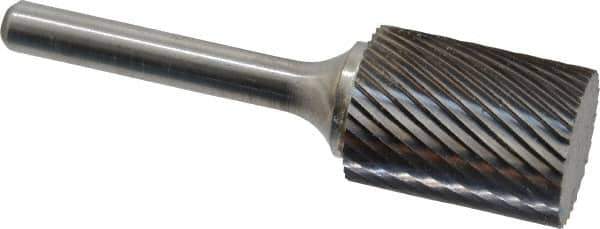 Atrax - 3/4" Cut Diam, 1/4" Shank Diam, Cylinder Head Single Cut Burr - Carbide, Flat End, 1" LOC, 2-3/4" OAL - USA Tool & Supply