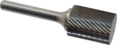 Atrax - 3/4" Cut Diam, 1/4" Shank Diam, Cylinder Head Single Cut Burr - Carbide, Flat End, 1" LOC, 2-3/4" OAL - USA Tool & Supply