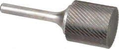 Atrax - 1" Cut Diam, 1/4" Shank Diam, Cylinder Head Single Cut Burr - Carbide, Flat End, 1" LOC, 2-3/4" OAL - USA Tool & Supply