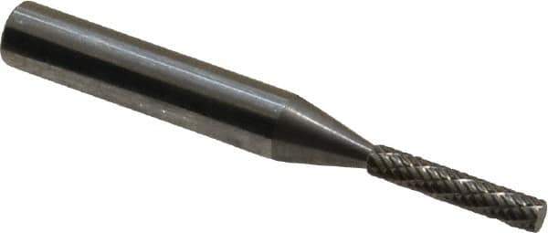Atrax - 1/8" Cut Diam, 1/4" Shank Diam, Cylinder Head Double Cut Burr - Carbide, Flat End, 1/2" LOC, 2" OAL - USA Tool & Supply