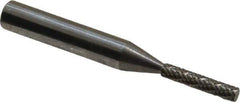 Atrax - 1/8" Cut Diam, 1/4" Shank Diam, Cylinder Head Double Cut Burr - Carbide, Flat End, 1/2" LOC, 2" OAL - USA Tool & Supply