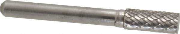 Atrax - 5/16" Cut Diam, 1/4" Shank Diam, Cylinder Head Double Cut Burr - Carbide, Flat End, 3/4" LOC, 2-1/2" OAL - USA Tool & Supply