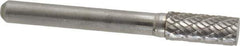 Atrax - 5/16" Cut Diam, 1/4" Shank Diam, Cylinder Head Double Cut Burr - Carbide, Flat End, 3/4" LOC, 2-1/2" OAL - USA Tool & Supply