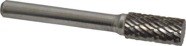 Atrax - 3/8" Cut Diam, 1/4" Shank Diam, Cylinder Head Double Cut Burr - Carbide, Flat End, 3/4" LOC, 2-1/2" OAL - USA Tool & Supply