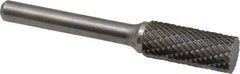 Atrax - 7/16" Cut Diam, 1/4" Shank Diam, Cylinder Head Double Cut Burr - Carbide, Flat End, 1" LOC, 2-3/4" OAL - USA Tool & Supply