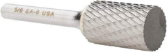 Atrax - 5/8" Cut Diam, 1/4" Shank Diam, Cylinder Head Double Cut Burr - Carbide, Flat End, 1" LOC, 2-3/4" OAL - USA Tool & Supply