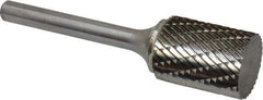 Atrax - 3/4" Cut Diam, 1/4" Shank Diam, Cylinder Head Double Cut Burr - Carbide, Flat End, 1" LOC, 2-3/4" OAL - USA Tool & Supply