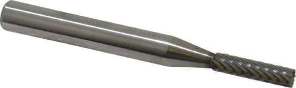 Atrax - 5/32" Cut Diam, 1/4" Shank Diam, Cylinder with End Cut Head Single Cut Burr - Carbide, End Cut End, 5/8" LOC, 2" OAL - USA Tool & Supply