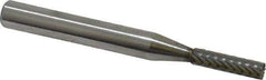 Atrax - 5/32" Cut Diam, 1/4" Shank Diam, Cylinder with End Cut Head Single Cut Burr - Carbide, End Cut End, 5/8" LOC, 2" OAL - USA Tool & Supply