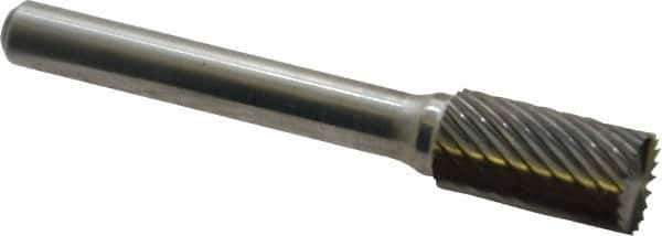 Atrax - 3/8" Cut Diam, 1/4" Shank Diam, Cylinder with End Cut Head Single Cut Burr - Carbide, End Cut End, 3/4" LOC, 2-1/2" OAL - USA Tool & Supply