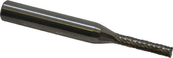 Atrax - 1/8" Cut Diam, 1/4" Shank Diam, Cylinder with End Cut Head Double Cut Burr - Carbide, End Cut End, 1/2" LOC, 2" OAL - USA Tool & Supply