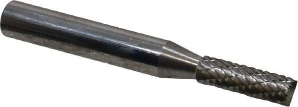 Atrax - 3/16" Cut Diam, 1/4" Shank Diam, Cylinder with End Cut Head Double Cut Burr - Carbide, End Cut End, 5/8" LOC, 2" OAL - USA Tool & Supply