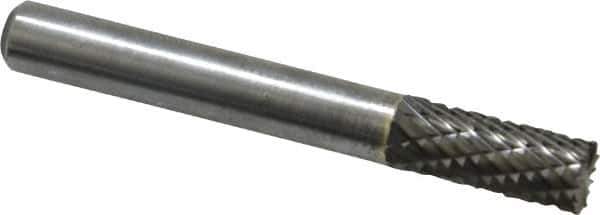Atrax - 1/4" Cut Diam, 1/4" Shank Diam, Cylinder with End Cut Head Double Cut Burr - Carbide, End Cut End, 5/8" LOC, 2" OAL - USA Tool & Supply