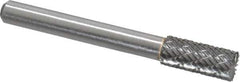 Atrax - 5/16" Cut Diam, 1/4" Shank Diam, Cylinder with End Cut Head Double Cut Burr - Carbide, End Cut End, 3/4" LOC, 2-1/2" OAL - USA Tool & Supply