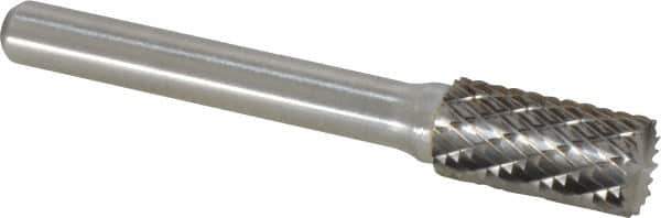 Atrax - 3/8" Cut Diam, 1/4" Shank Diam, Cylinder with End Cut Head Double Cut Burr - Carbide, End Cut End, 3/4" LOC, 2-1/2" OAL - USA Tool & Supply