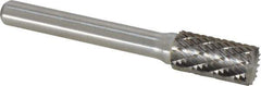 Atrax - 3/8" Cut Diam, 1/4" Shank Diam, Cylinder with End Cut Head Double Cut Burr - Carbide, End Cut End, 3/4" LOC, 2-1/2" OAL - USA Tool & Supply