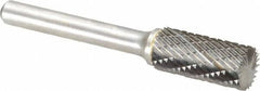 Atrax - 7/16" Cut Diam, 1/4" Shank Diam, Cylinder with End Cut Head Double Cut Burr - Carbide, End Cut End, 1" LOC, 2-3/4" OAL - USA Tool & Supply