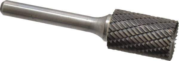 Atrax - 5/8" Cut Diam, 1/4" Shank Diam, Cylinder with End Cut Head Double Cut Burr - Carbide, End Cut End, 1" LOC, 2-3/4" OAL - USA Tool & Supply