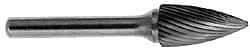 SGS Pro - 1/2" Cut Diam, 1/4" Shank Diam, Tree Head Double Cut Burr - Carbide, Point End, 3/4" LOC, 2-1/2" OAL - USA Tool & Supply