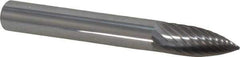 Atrax - 1/4" Cut Diam, 1/4" Shank Diam, Tree Head Single Cut Burr - Carbide, Point End, 5/8" LOC, 2" OAL - USA Tool & Supply