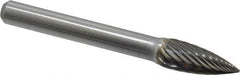 Atrax - 5/16" Cut Diam, 1/4" Shank Diam, Tree Head Single Cut Burr - Carbide, Point End, 3/4" LOC, 2-1/2" OAL - USA Tool & Supply