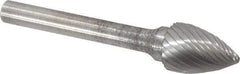 Atrax - 1/2" Cut Diam, 1/4" Shank Diam, Tree Head Single Cut Burr - Carbide, Point End, 3/4" LOC, 2-1/2" OAL - USA Tool & Supply