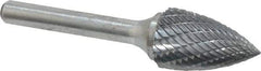 Atrax - 5/8" Cut Diam, 1/4" Shank Diam, Tree Head Double Cut Burr - Carbide, Point End, 1" LOC, 2-3/4" OAL - USA Tool & Supply