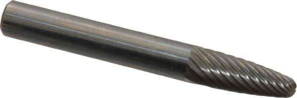 Atrax - 1/4" Cut Diam, 1/4" Shank Diam, Tree with Radius Head Single Cut Burr - Carbide, Radius End, 5/8" LOC, 2" OAL - USA Tool & Supply