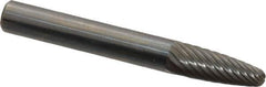 Atrax - 1/4" Cut Diam, 1/4" Shank Diam, Tree with Radius Head Single Cut Burr - Carbide, Radius End, 5/8" LOC, 2" OAL - USA Tool & Supply