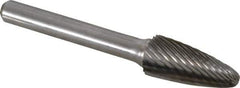 Atrax - 7/16" Cut Diam, 1/4" Shank Diam, Tree with Radius Head Single Cut Burr - Carbide, Radius End, 1" LOC, 2-3/4" OAL - USA Tool & Supply
