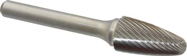 Atrax - 1/2" Cut Diam, 1/4" Shank Diam, Tree with Radius Head Single Cut Burr - Carbide, Radius End, 1" LOC, 2-3/4" OAL - USA Tool & Supply