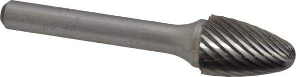 Atrax - 1/2" Cut Diam, 1/4" Shank Diam, Tree with Radius Head Single Cut Burr - Carbide, Radius End, 3/4" LOC, 2-1/2" OAL - USA Tool & Supply
