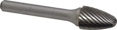 Atrax - 1/2" Cut Diam, 1/4" Shank Diam, Tree with Radius Head Single Cut Burr - Carbide, Radius End, 3/4" LOC, 2-1/2" OAL - USA Tool & Supply