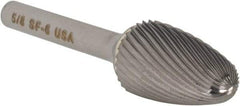 Atrax - 5/8" Cut Diam, 1/4" Shank Diam, Tree with Radius Head Single Cut Burr - Carbide, Radius End, 1" LOC, 2-3/4" OAL - USA Tool & Supply