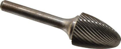 Atrax - 3/4" Cut Diam, 1/4" Shank Diam, Tree with Radius Head Single Cut Burr - Carbide, Radius End, 1" LOC, 2-3/4" OAL - USA Tool & Supply