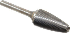 Atrax - 3/4" Cut Diam, 1/4" Shank Diam, Tree with Radius Head Single Cut Burr - Carbide, Radius End, 1-1/2" LOC, 3-1/4" OAL - USA Tool & Supply