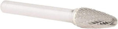 Atrax - 3/8" Cut Diam, 1/4" Shank Diam, Tree with Radius Head Double Cut Burr - Carbide, Radius End, 3/4" LOC, 2-1/2" OAL - USA Tool & Supply