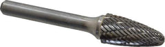 Atrax - 1/2" Cut Diam, 1/4" Shank Diam, Tree with Radius Head Double Cut Burr - Carbide, Radius End, 1" LOC, 2-3/4" OAL - USA Tool & Supply